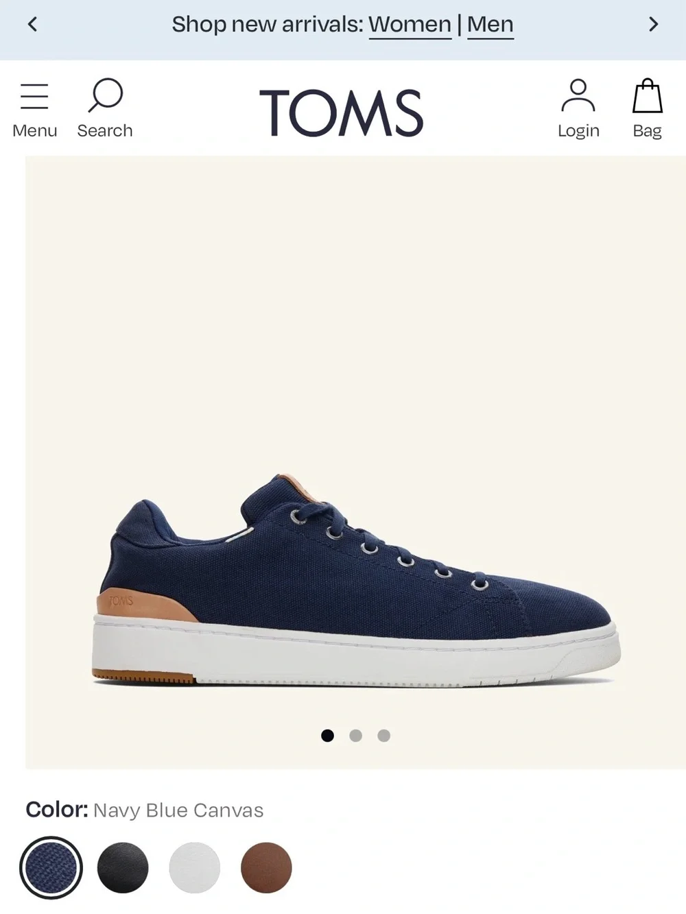 TOMS Navy and Tan Low-Top Canvas Sneaker